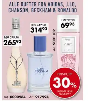 ALLE DUFTER FRA ADIDAS, J.LO, CHANSON, BECKHAM & RONALDO