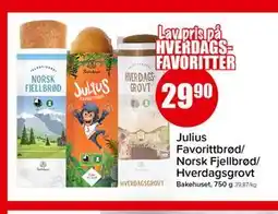Spar Julius Favorittbrød/ Norsk Fjellbrød/ Hverdagsgrovt tilbud