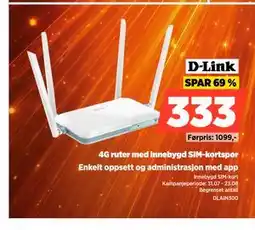 POWER 4G ruter med innebygd SIM-kortspor tilbud