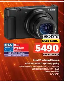POWER Sony ZV-1A kompaktkamera tilbud