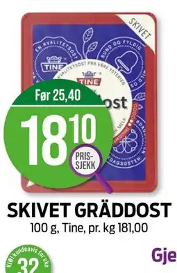 Kiwi SKIVET GRÄDDOST tilbud