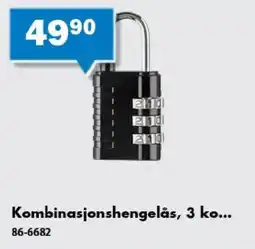 Biltema Kombinasjonshengelås, 3 ko... tilbud