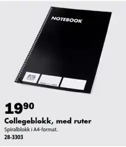 Biltema Collegeblokk, med ruter tilbud