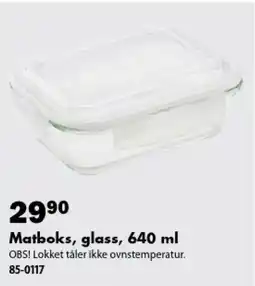 Biltema Matboks, glass, 640 ml tilbud