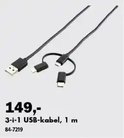 Biltema 3-i-1 USB-kabel, 1 m tilbud