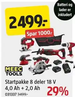 Jula Startpakke 8 deler 18 V 4,0 Ah + 2,0 Ah tilbud