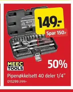Jula Pipenøkkelsett 40 deler 1/4” tilbud