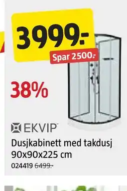 Jula Dusjkabinett med takdusj 90x90x225 cm tilbud