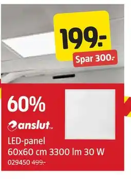 Jula LED-panel 60x60 cm 3300 lm 30 W tilbud