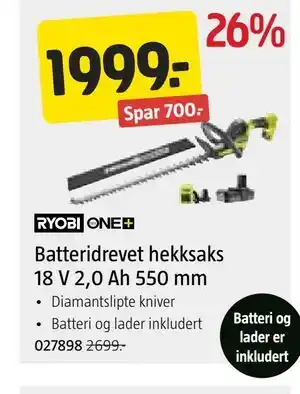 Batteridrevet hekksaks 18 V 2,0 Ah 550 mm