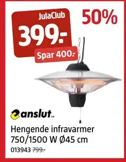 Jula Hengende infravarmer 750/1500 W Ø45 cm, Medlemspris tilbud