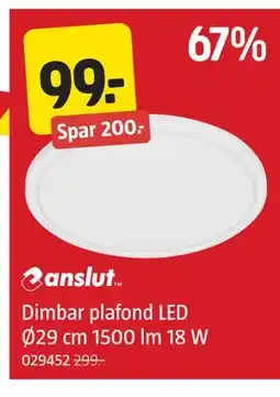 Jula Dimbar plafond LED Ø29 cm 1500 lm 18 W tilbud