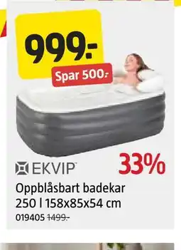 Jula Oppblåsbart badekar 250 l 158x85x54 cm tilbud