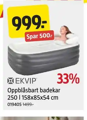 Oppblåsbart badekar 250 l 158x85x54 cm