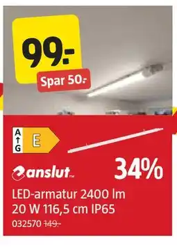 Jula LED-armatur 2400 lm 20 W 116,5 cm IP65 tilbud