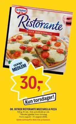 Coop Prix DR. OETKER RISTORANTE MOZZARELLA PIZZA, Medlemspris tilbud