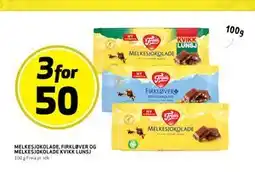 Bunnpris MELKESJOKOLADE, FIRKLØVER OG MELKESJOKOLADE KVIKK LUNSJ tilbud
