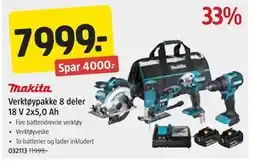Jula Verktøypakke 8 deler 18 V 2x5,0 Ah tilbud