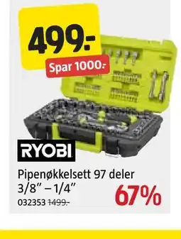 Jula Pipenøkkelsett 97 deler 3/8” – 1/4” tilbud