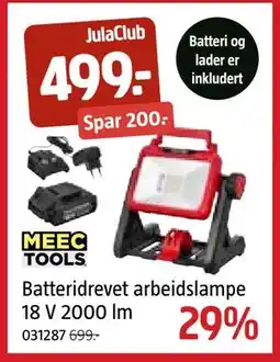 Jula Batteridrevet arbeidslampe 18 V 2000 lm, Medlemspris tilbud