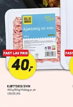 Bunnpris KJØTTDEIG SVIN tilbud
