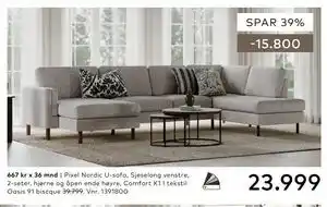 Skeidar Pixel Nordic U-sofa tilbud