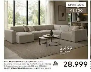 Skeidar STYL MODULSOFA U-SOFA tilbud