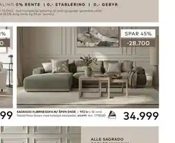 Skeidar SAGRADO HJØRNESOFA M/ ÅPEN ENDE tilbud