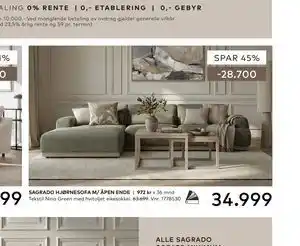 Skeidar SAGRADO HJØRNESOFA M/ ÅPEN ENDE tilbud
