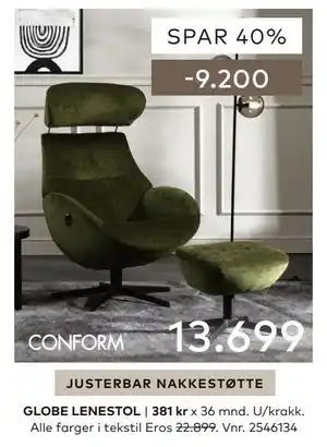 Skeidar GLOBE LENESTOL tilbud