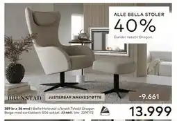 Skeidar ALLE BELLA STOLER 40% tilbud