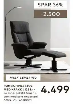 Skeidar RUMBA HVILESTOL MED KRAKK tilbud