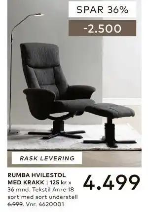 Skeidar RUMBA HVILESTOL MED KRAKK tilbud