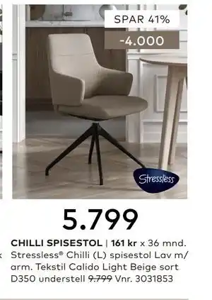 Skeidar CHILLI SPISESTOL tilbud