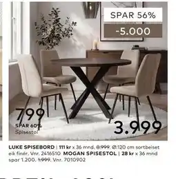 Skeidar LUKE SPISEBORD tilbud