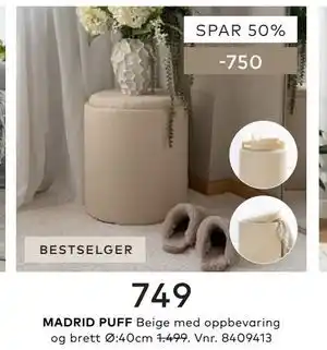 Skeidar MADRID PUFF tilbud