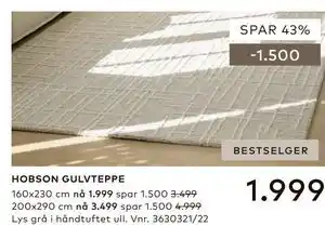 Skeidar HOBSON GULVTEPPE tilbud