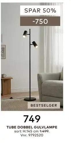 Skeidar TUBE DOBBEL GULVLAMPE tilbud