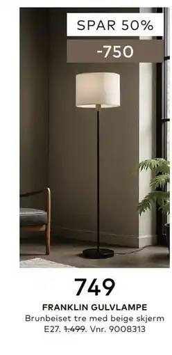 Skeidar FRANKLIN GULVLAMPE tilbud