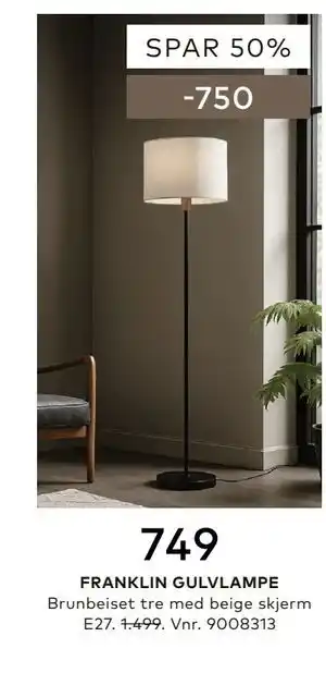 Skeidar FRANKLIN GULVLAMPE tilbud