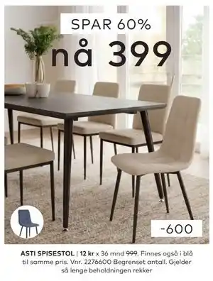 Skeidar ASTI SPISESTOL tilbud