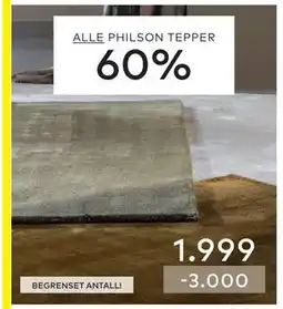 Skeidar ALLE PHILSON TEPPER 60% tilbud
