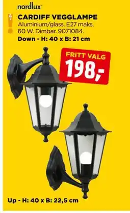 jem & fix CARDIFF VEGGLAMPE tilbud