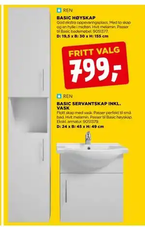 jem & fix BASIC HØYSKAP tilbud