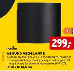 jem & fix ASMUND VEGGLAMPE tilbud