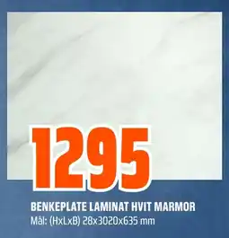 Coop Obs Benkeplate laminat hvit marmor tilbud