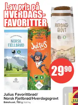 Spar Julius Favorittbrød/ Norsk Fjellbrød/Hverdagsgrovt tilbud