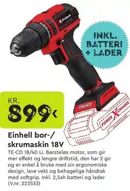 Mekk Einhell bor-/ skrumaskin 18V tilbud