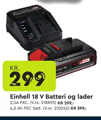 Einhell 18 V Batteri og lader