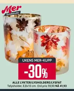 Europris ALLE LYKTER/LYSHOLDERE/LYSFAT, App-pris tilbud